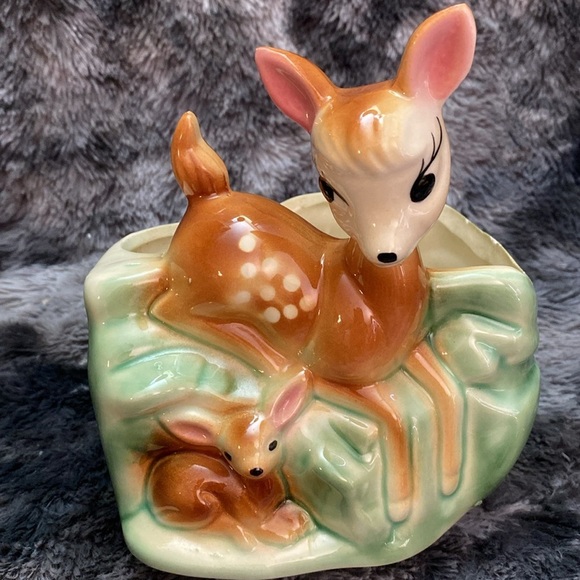 Vintage Deer Ceramic Planter - Green and Brown - Picture 2 of 16